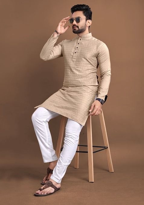 Beige Linen Kurta